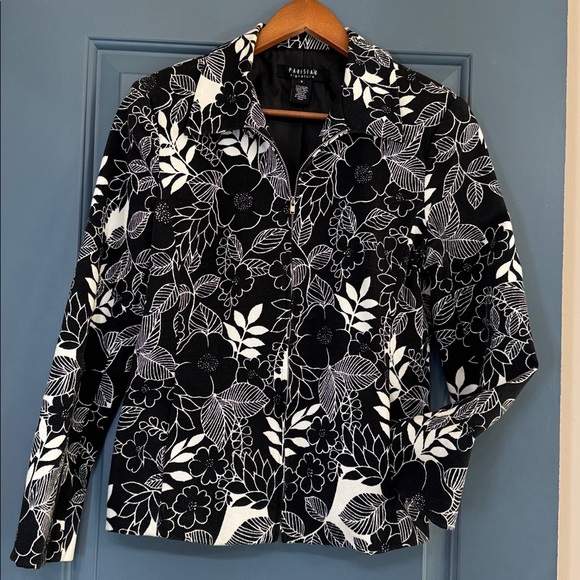 Parisian Works Jackets & Blazers - Parisian Signature Botanical Print Jacket Women’s Size 8 Lightweight Zip Up